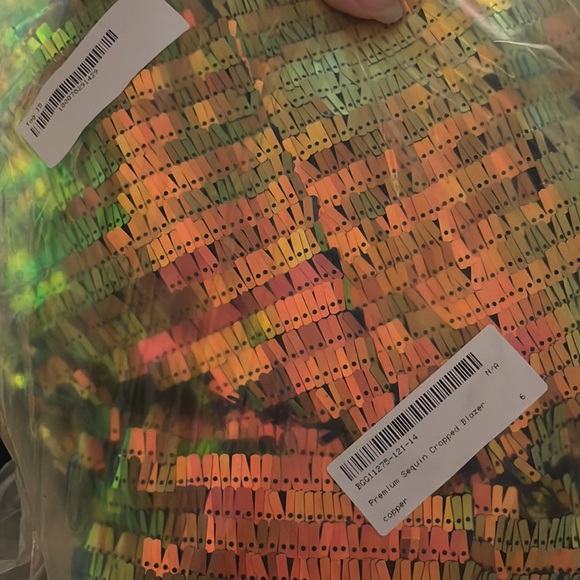 New with tags Nasty Gal sequin cropped blazer translucent size 2 (UK size 6) - Picture 2 of 10